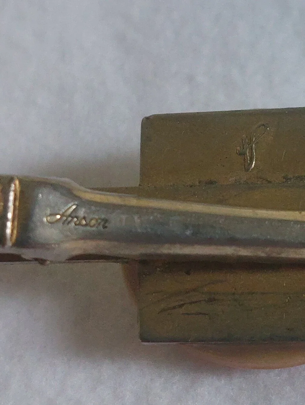 Vintage Anson Mid-Century Modernist Eye Tie Clip Cabochon Estate Men's Jewelry